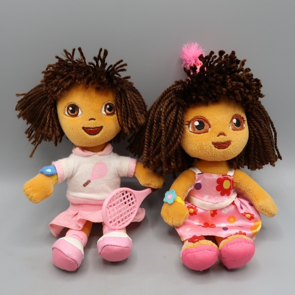 2 Ty 8" Beanie Babies DORA The EXPLORER Characters Dora Birthday‎ Tennis Lot